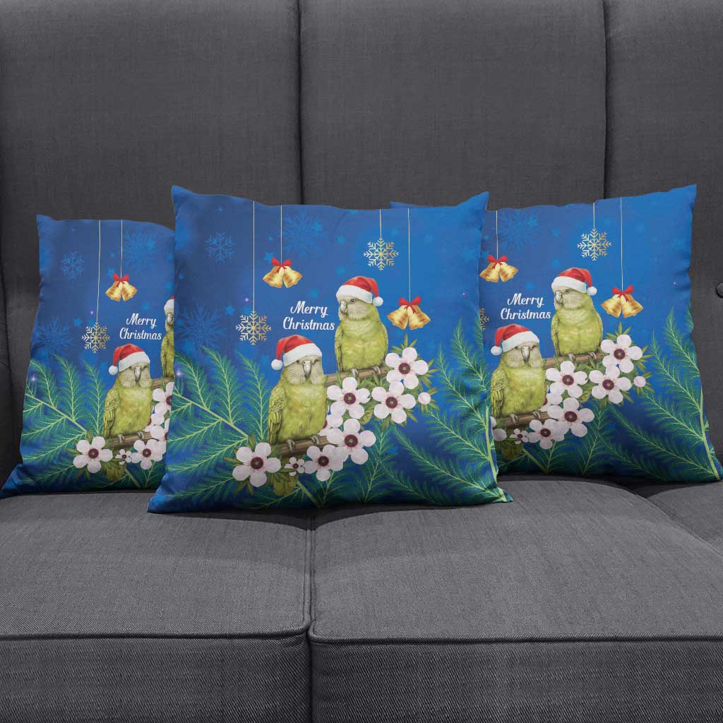 New Zealand Kakapo Christmas Pillow Cover Owl Parrot Santa Sliver Fern Manuka - Blue LT14 - Polynesian Pride