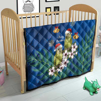New Zealand Kakapo Christmas Quilt Owl Parrot Santa Sliver Fern Manuka - Blue LT14 - Polynesian Pride