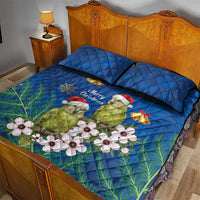 New Zealand Kakapo Christmas Quilt Bed Set Owl Parrot Santa Sliver Fern Manuka - Blue LT14 - Polynesian Pride