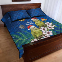 New Zealand Kakapo Christmas Quilt Bed Set Owl Parrot Santa Sliver Fern Manuka - Blue LT14 - Polynesian Pride