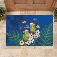 New Zealand Kakapo Christmas Rubber Doormat Owl Parrot Santa Sliver Fern Manuka - Blue LT14 Blue - Polynesian Pride