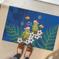 New Zealand Kakapo Christmas Rubber Doormat Owl Parrot Santa Sliver Fern Manuka - Blue LT14 - Polynesian Pride