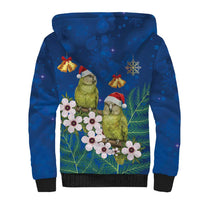 New Zealand Kakapo Christmas Sherpa Hoodie Owl Parrot Santa Sliver Fern Manuka - Blue LT14 - Polynesian Pride