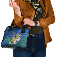 New Zealand Kakapo Christmas Shoulder Handbag Owl Parrot Santa Sliver Fern Manuka - Blue LT14 - Polynesian Pride
