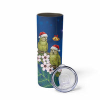 New Zealand Kakapo Christmas Skinny Tumbler Owl Parrot Santa Sliver Fern Manuka - Blue LT14 - Polynesian Pride