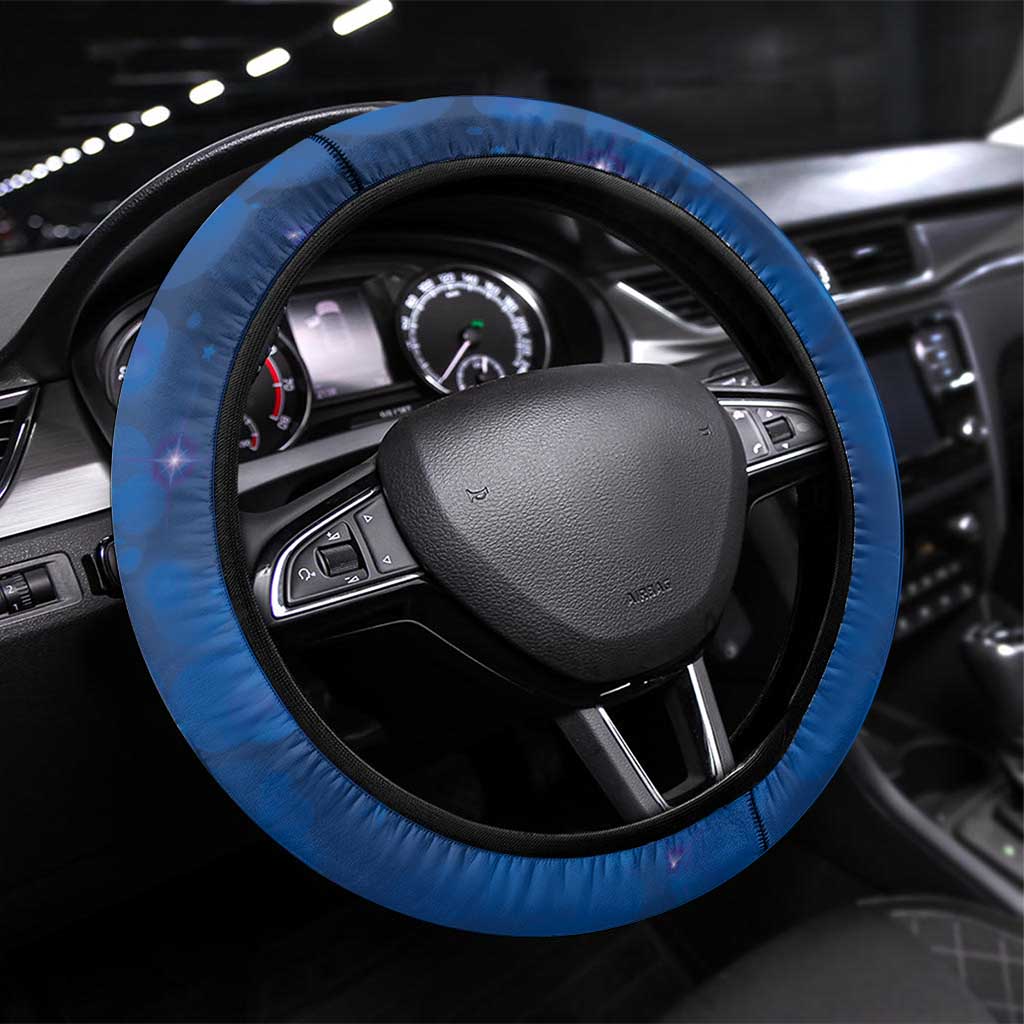 New Zealand Kakapo Christmas Steering Wheel Cover Owl Parrot Santa Sliver Fern Manuka - Blue LT14 Universal Fit Blue - Polynesian Pride