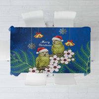 New Zealand Kakapo Christmas Tablecloth Owl Parrot Santa Sliver Fern Manuka - Blue LT14 Blue - Polynesian Pride