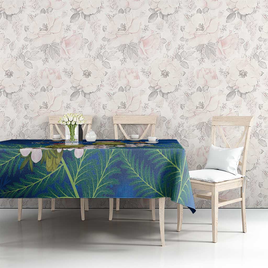 New Zealand Kakapo Christmas Tablecloth Owl Parrot Santa Sliver Fern Manuka - Blue LT14 - Polynesian Pride