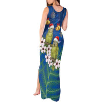 New Zealand Kakapo Christmas Tank Maxi Dress Owl Parrot Santa Sliver Fern Manuka - Blue LT14 - Polynesian Pride