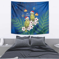 New Zealand Kakapo Christmas Tapestry Owl Parrot Santa Sliver Fern Manuka - Blue LT14 - Polynesian Pride