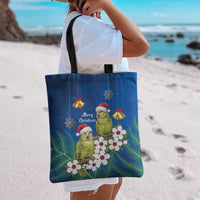 New Zealand Kakapo Christmas Tote Bag Owl Parrot Santa Sliver Fern Manuka - Blue LT14 - Polynesian Pride