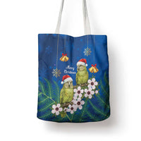 New Zealand Kakapo Christmas Tote Bag Owl Parrot Santa Sliver Fern Manuka - Blue LT14 - Polynesian Pride