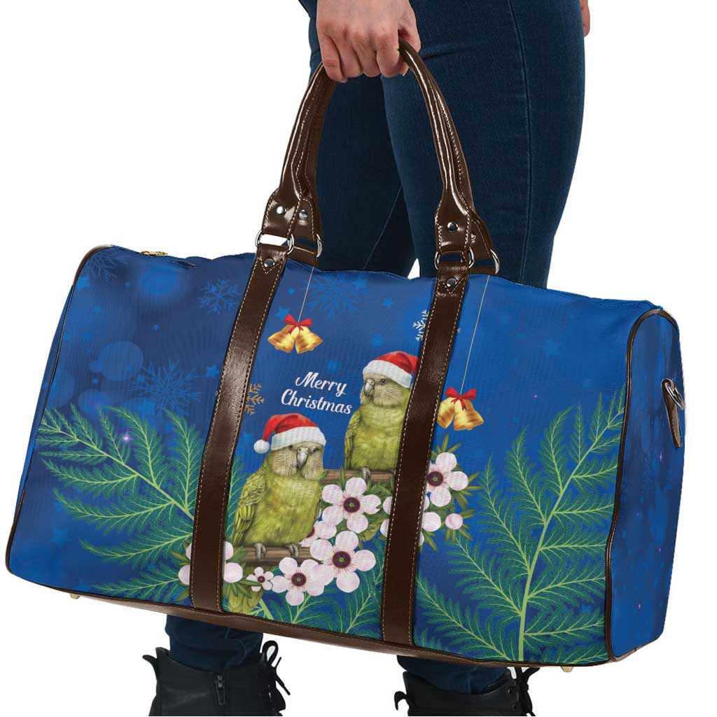 New Zealand Kakapo Christmas Travel Bag Owl Parrot Santa Sliver Fern Manuka - Blue LT14 - Polynesian Pride