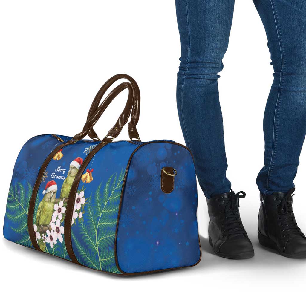 New Zealand Kakapo Christmas Travel Bag Owl Parrot Santa Sliver Fern Manuka - Blue LT14 - Polynesian Pride