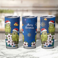 New Zealand Kakapo Christmas Tumbler Cup Owl Parrot Santa Sliver Fern Manuka - Blue LT14 - Polynesian Pride