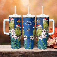 New Zealand Kakapo Christmas Tumbler With Handle Owl Parrot Santa Sliver Fern Manuka - Blue LT14 - Polynesian Pride