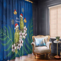 New Zealand Kakapo Christmas Window Curtain Owl Parrot Santa Sliver Fern Manuka - Blue LT14 - Polynesian Pride