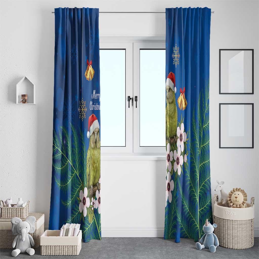 New Zealand Kakapo Christmas Window Curtain Owl Parrot Santa Sliver Fern Manuka - Blue LT14 - Polynesian Pride