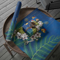 New Zealand Kakapo Christmas Wrapping Paper Owl Parrot Santa Sliver Fern Manuka - Blue LT14 - Polynesian Pride