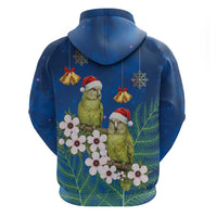 New Zealand Kakapo Christmas Zip Hoodie Owl Parrot Santa Sliver Fern Manuka - Blue LT14 - Polynesian Pride