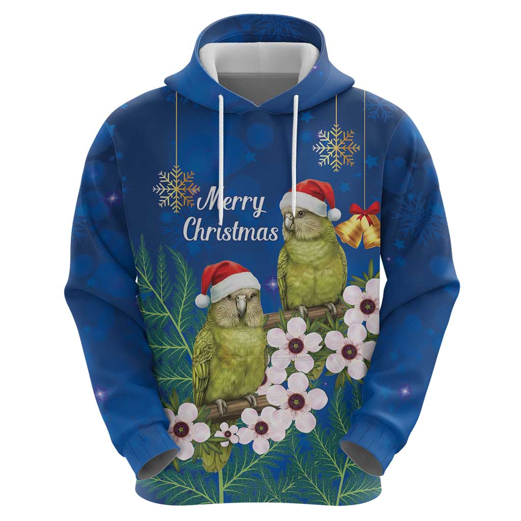 New Zealand Kakapo Christmas Zip Hoodie Owl Parrot Santa Sliver Fern Manuka - Blue LT14 - Polynesian Pride