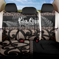 Kia Ora New Zealand Back Car Seat Cover Aotearoa Proud Maori With Silver Fern LT14 One Size Black - Polynesian Pride