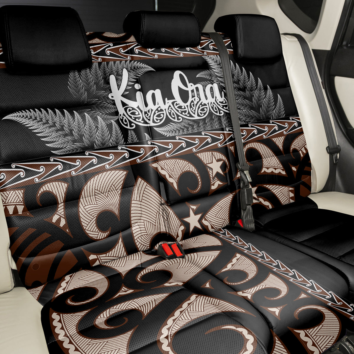 Kia Ora New Zealand Back Car Seat Cover Aotearoa Proud Maori With Silver Fern LT14 - Polynesian Pride