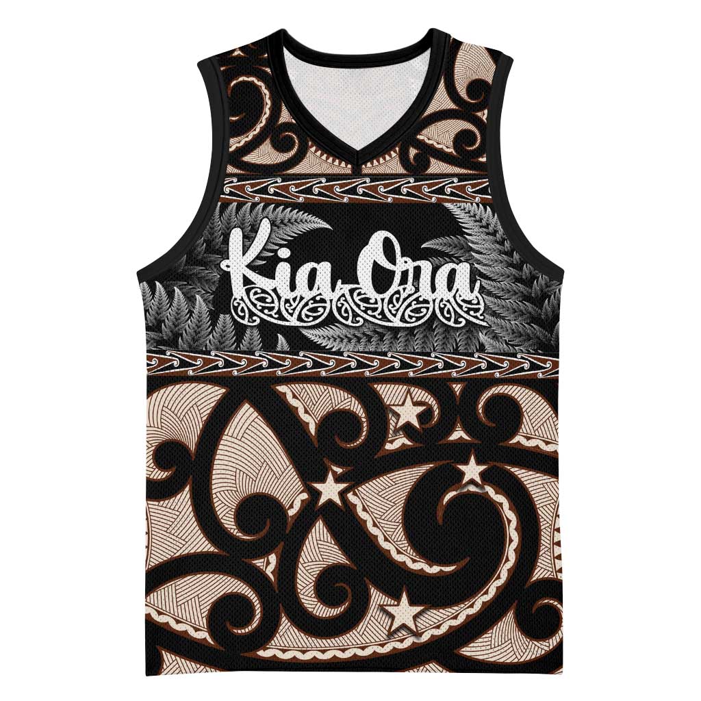 Kia Ora New Zealand Basketball Jersey Aotearoa Proud Maori Silver Fern LT14 Unisex Black - Polynesian Pride