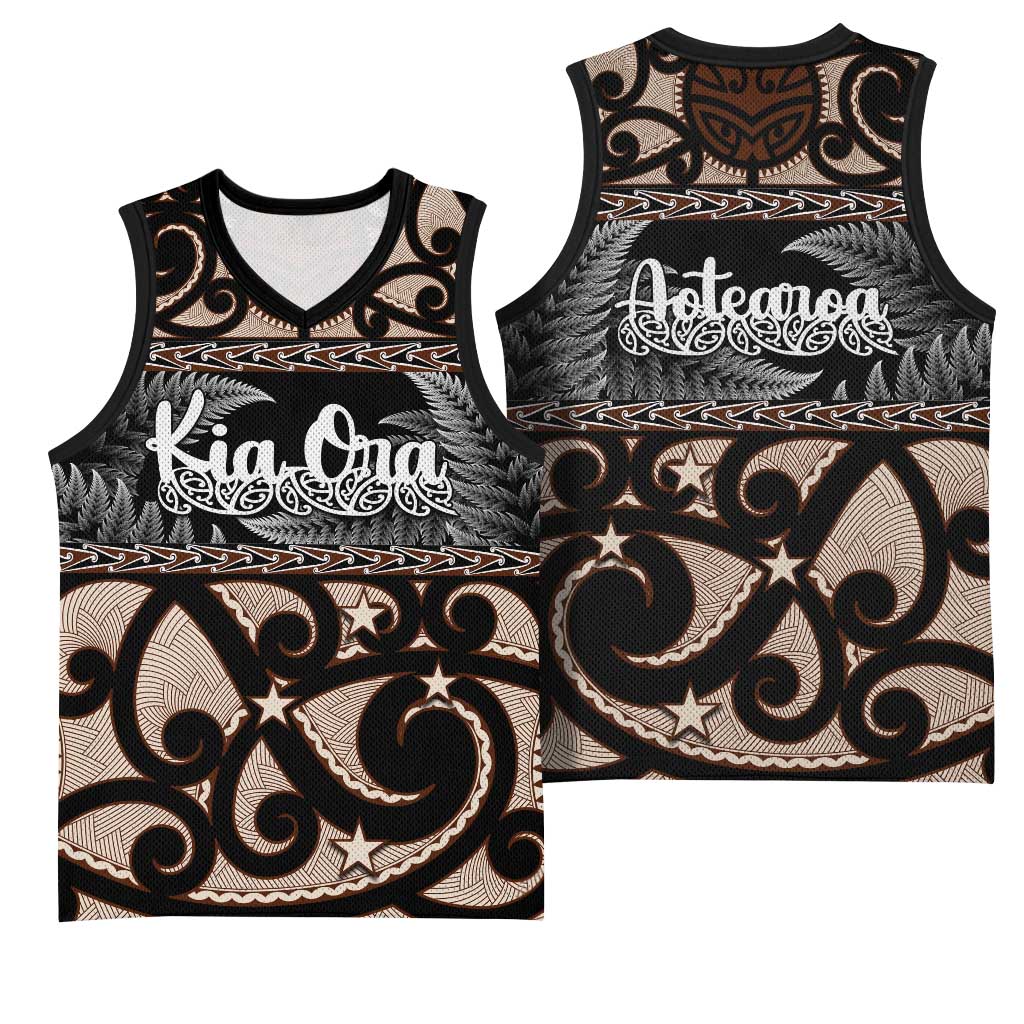 Kia Ora New Zealand Basketball Jersey Aotearoa Proud Maori Silver Fern LT14 - Polynesian Pride