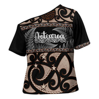 Kia Ora New Zealand Cross Shoulder Shirt Aotearoa Proud Maori Silver Fern LT14 - Polynesian Pride