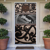 Kia Ora New Zealand Door Cover Aotearoa Proud Maori Silver Fern LT14 Black - Polynesian Pride