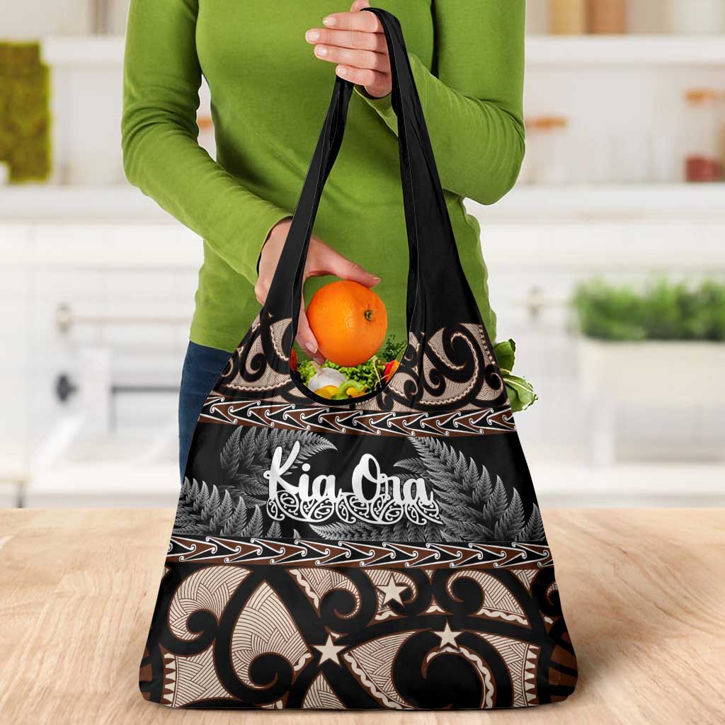 Kia Ora New Zealand Grocery Bag Aotearoa Proud Maori With Silver Fern LT14 - Polynesian Pride