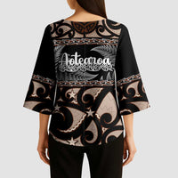 Kia Ora New Zealand Kimono Sleeve Blouse Aotearoa Proud Maori Silver Fern LT14 - Polynesian Pride