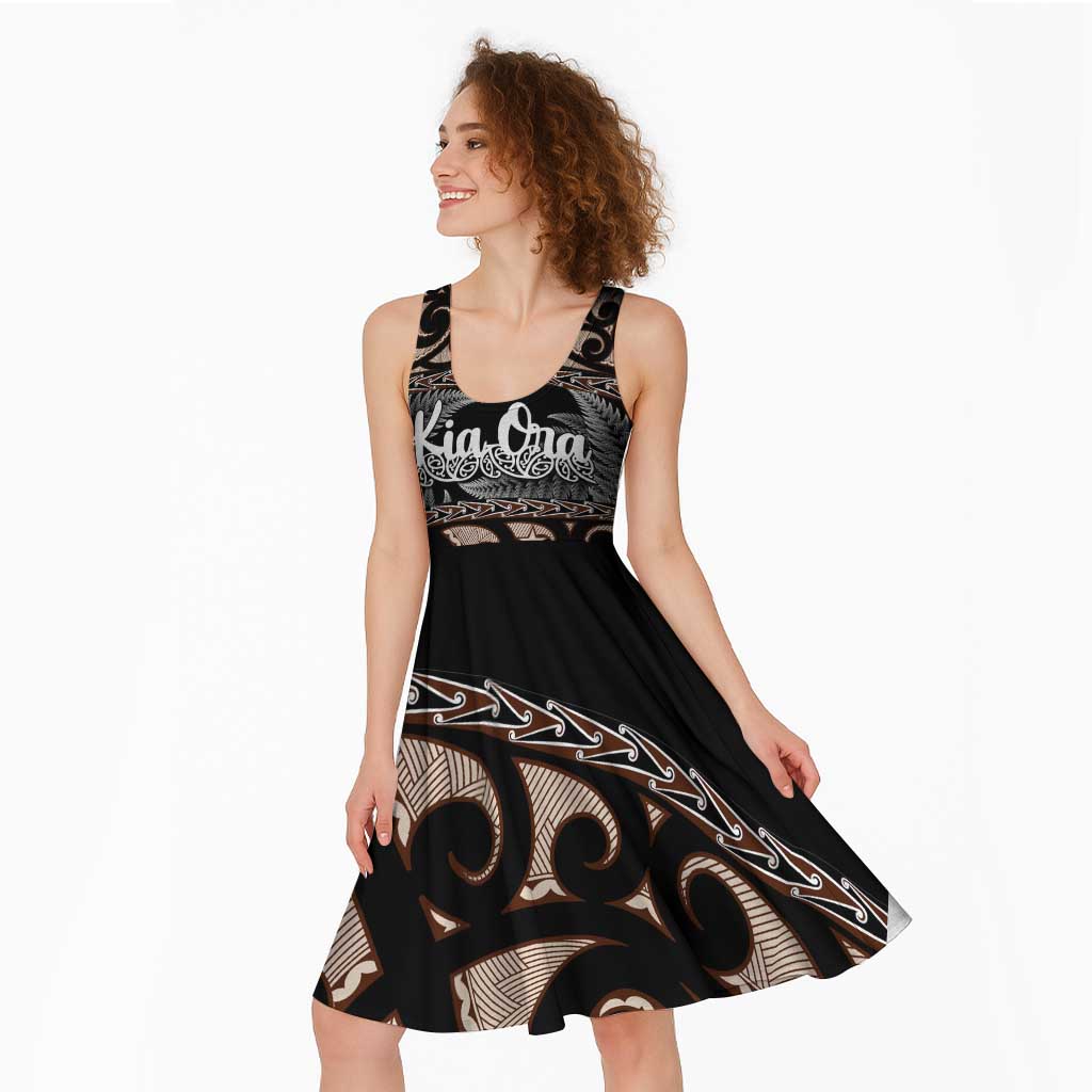 Kia Ora New Zealand Midi Dress Aotearoa Proud Maori Silver Fern LT14 - Polynesian Pride