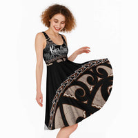 Kia Ora New Zealand Midi Dress Aotearoa Proud Maori Silver Fern LT14 - Polynesian Pride