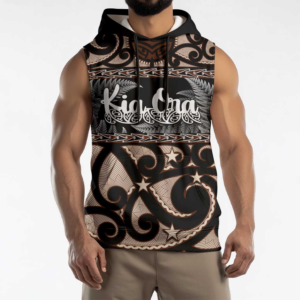 Kia Ora New Zealand Sleeveless Hoodie Aotearoa Proud Maori Silver Fern LT14 - Polynesian Pride