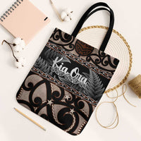 Kia Ora New Zealand Tote Bag Aotearoa Proud Maori Silver Fern LT14 Black Strap One Size Black - Polynesian Pride