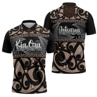 Kia Ora New Zealand Zipper Polo Shirt Aotearoa Proud Maori Silver Fern LT14 - Polynesian Pride
