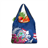 Guam Martin Luther King Jr Day Grocery Bag I Have A Dream Guahan Seal With Bougainvillea LT14 1-pack One Size Blue - Polynesian Pride