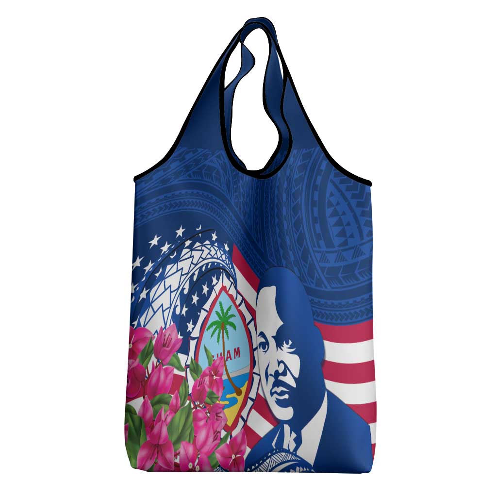 Guam Martin Luther King Jr Day Grocery Bag I Have A Dream Guahan Seal With Bougainvillea LT14 - Polynesian Pride