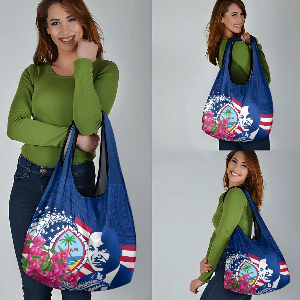 Guam Martin Luther King Jr Day Grocery Bag I Have A Dream Guahan Seal With Bougainvillea LT14 - Polynesian Pride