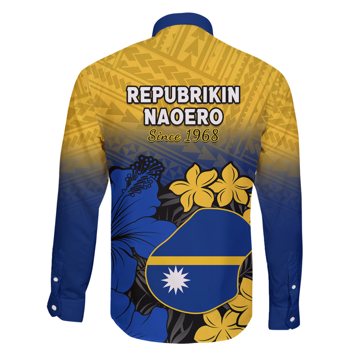 Nauru Independence Day Family Matching Long Sleeve Bodycon Dress and Hawaiian Shirt Repubrikin Naoero Polynesian Pattern LT14 - Polynesian Pride