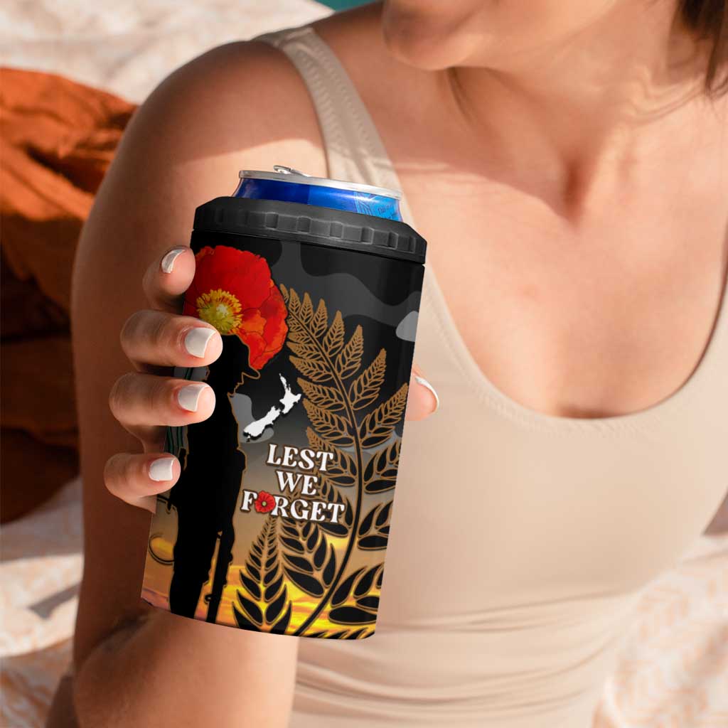 New Zealand ANZAC Day 4 in 1 Can Cooler Tumbler Lest We Forget Silver Fern With Camouflage LT14 - Polynesian Pride