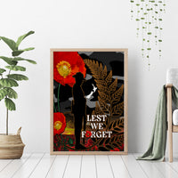 New Zealand ANZAC Day Canvas Wall Art Lest We Forget Silver Fern With Camouflage LT14 - Polynesian Pride
