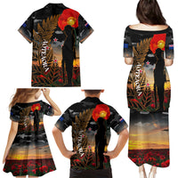 New Zealand ANZAC Day Family Matching Puletasi Dress and Hawaiian Shirt Lest We Forget Silver Fern With Camouflage LT14 - Polynesian Pride