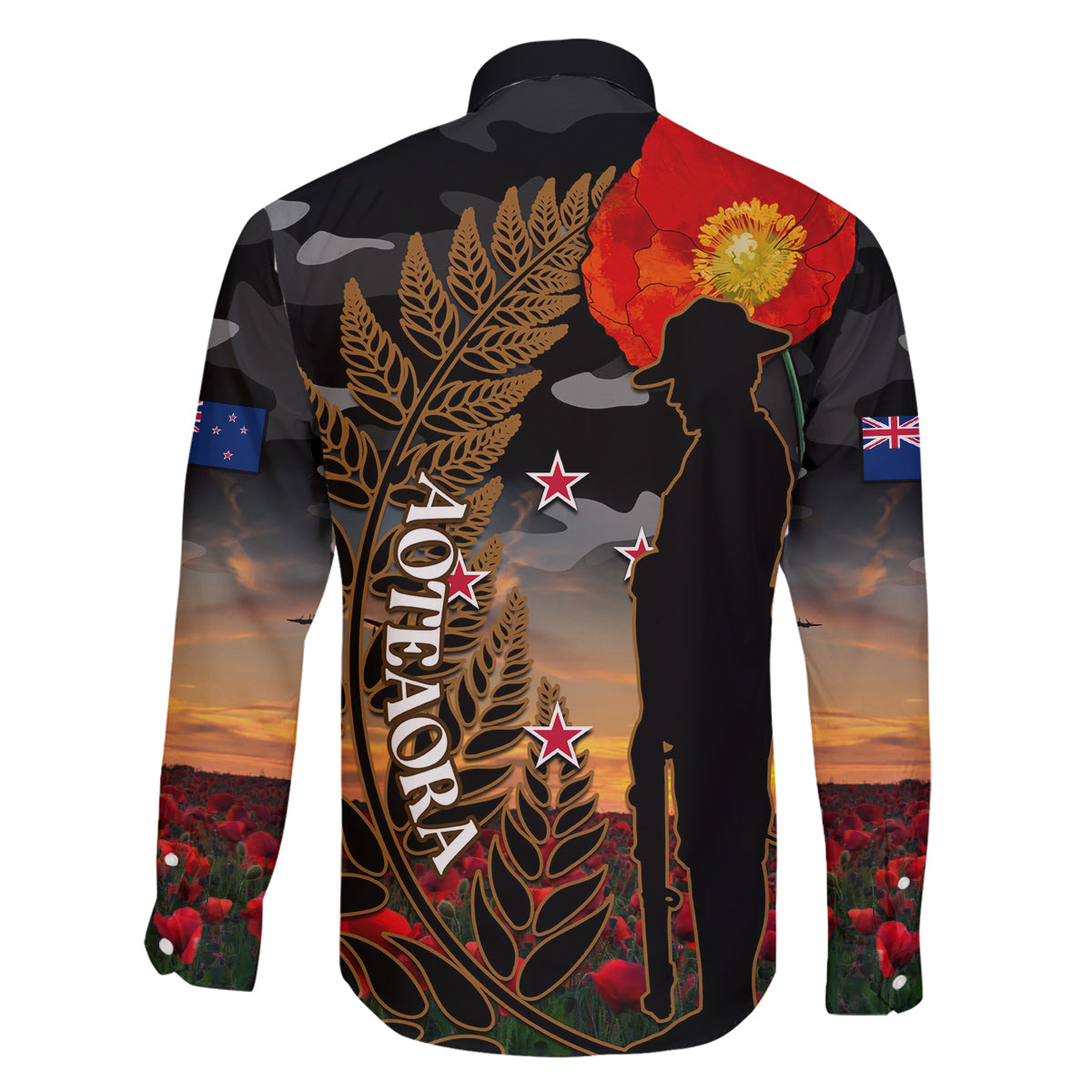 New Zealand ANZAC Day Family Matching Tank Maxi Dress and Hawaiian Shirt Lest We Forget Silver Fern With Camouflage LT14 - Polynesian Pride