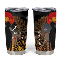 New Zealand ANZAC Day Tumbler Cup Lest We Forget Silver Fern With Camouflage LT14 Black - Polynesian Pride