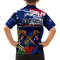 Australia And New Zealand ANZAC Day Family Matching Tank Maxi Dress and Hawaiian Shirt Lest We Forget Silver Fern With Golden Wattle LT14 - Polynesian Pride