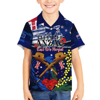Australia And New Zealand ANZAC Day Hawaiian Shirt Lest We Forget Silver Fern With Golden Wattle LT14 - Polynesian Pride