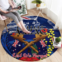 Australia And New Zealand ANZAC Day Round Carpet Lest We Forget Silver Fern With Golden Wattle LT14 - Polynesian Pride
